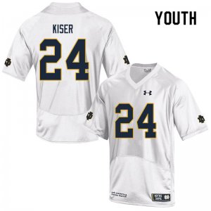 Notre Dame Fighting Irish Youth Jack Kiser #24 White Under Armour Authentic Stitched College NCAA Football Jersey EFL4399HM